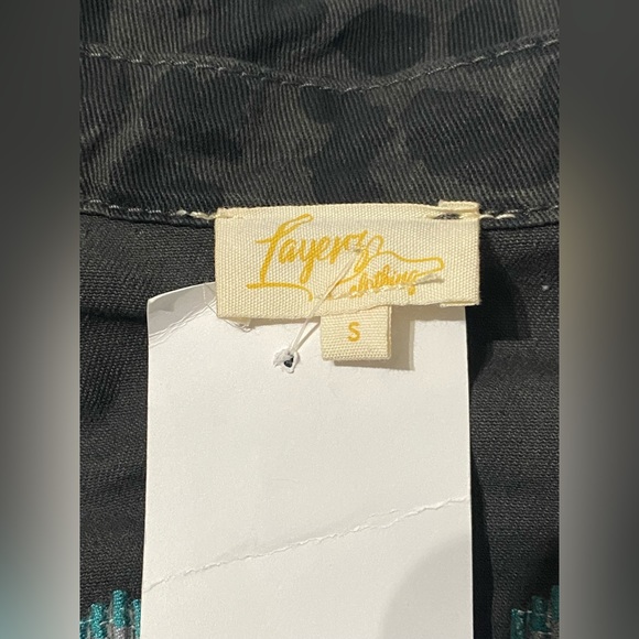 Layerz Clothing Western Aztec Dark Denim Cheetah Zippered Button Cinched Jacket - Picture 8 of 8